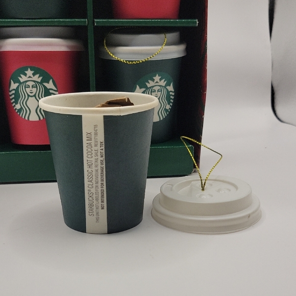 Starbucks Festive Cocoa Christmas Ornament Collection Set Of 6 MINI Cups - Picture 5 of 5